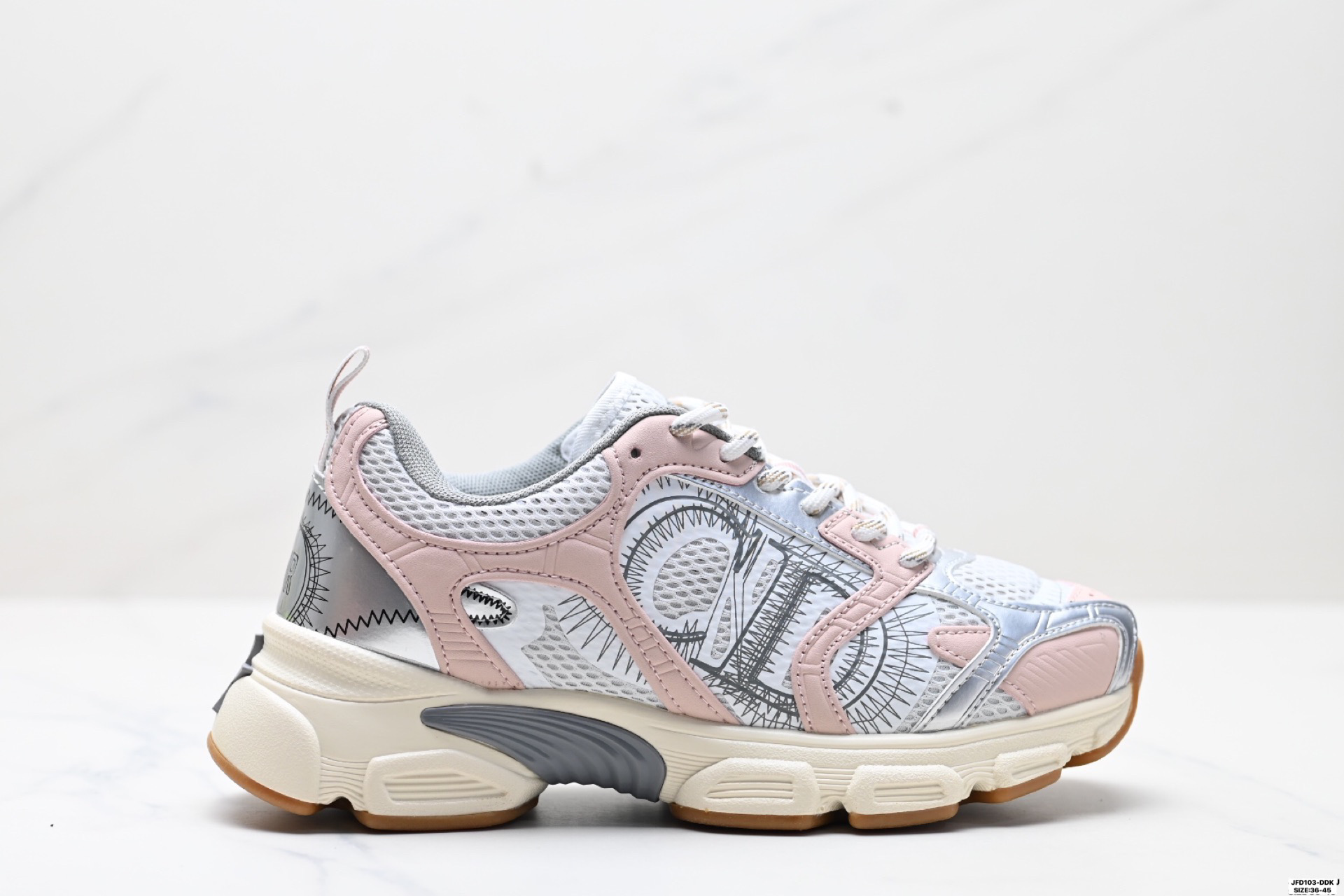 Dior Chrono Pink-Silver Sneakers
