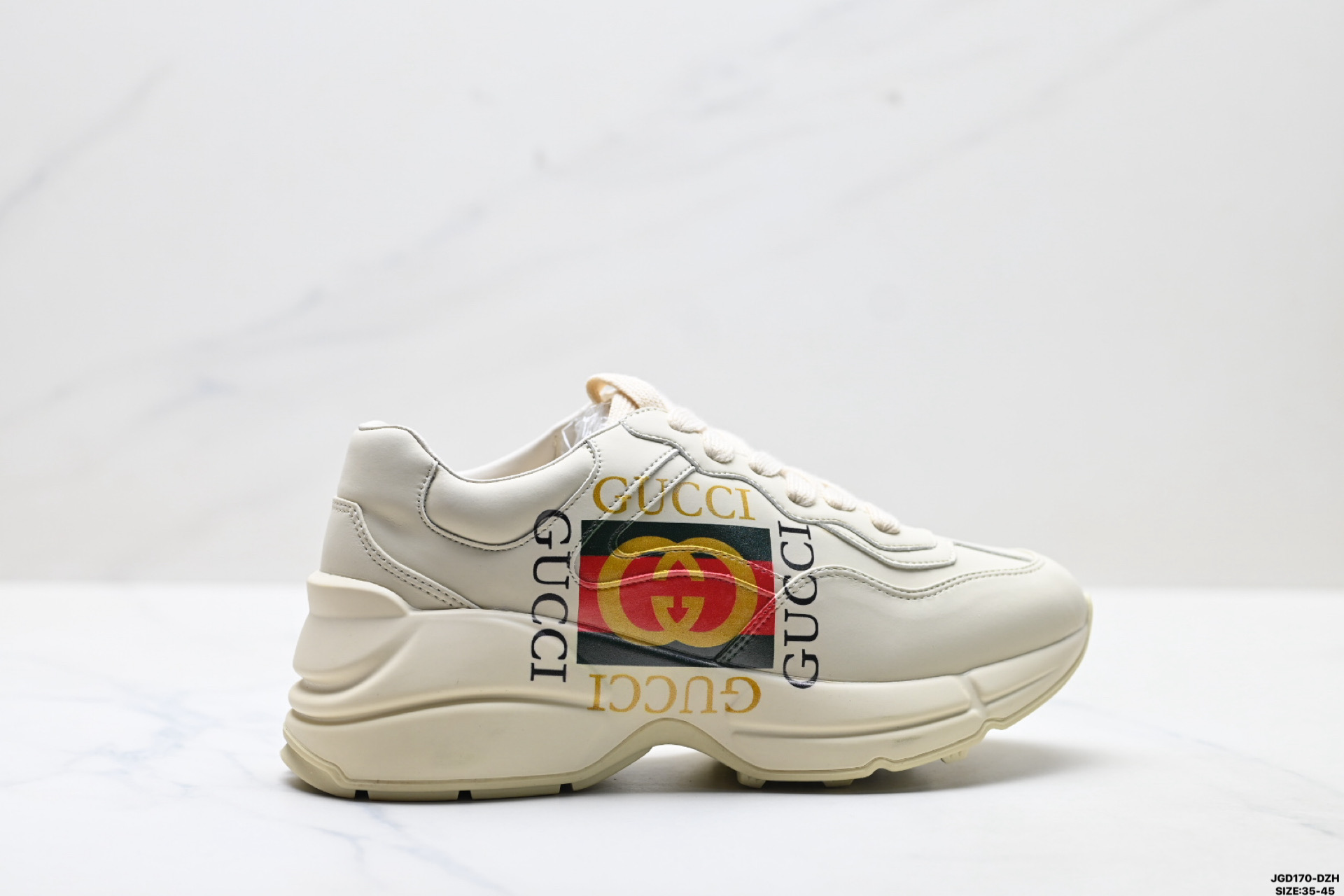 Gucci Rhyton Retro Print Leather Dad Sneakers