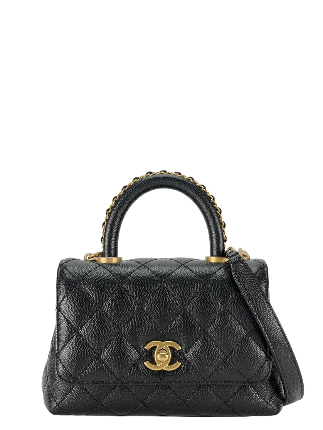 Chanel's Caviar Pattern Quilted Coco Handle Flip Bag