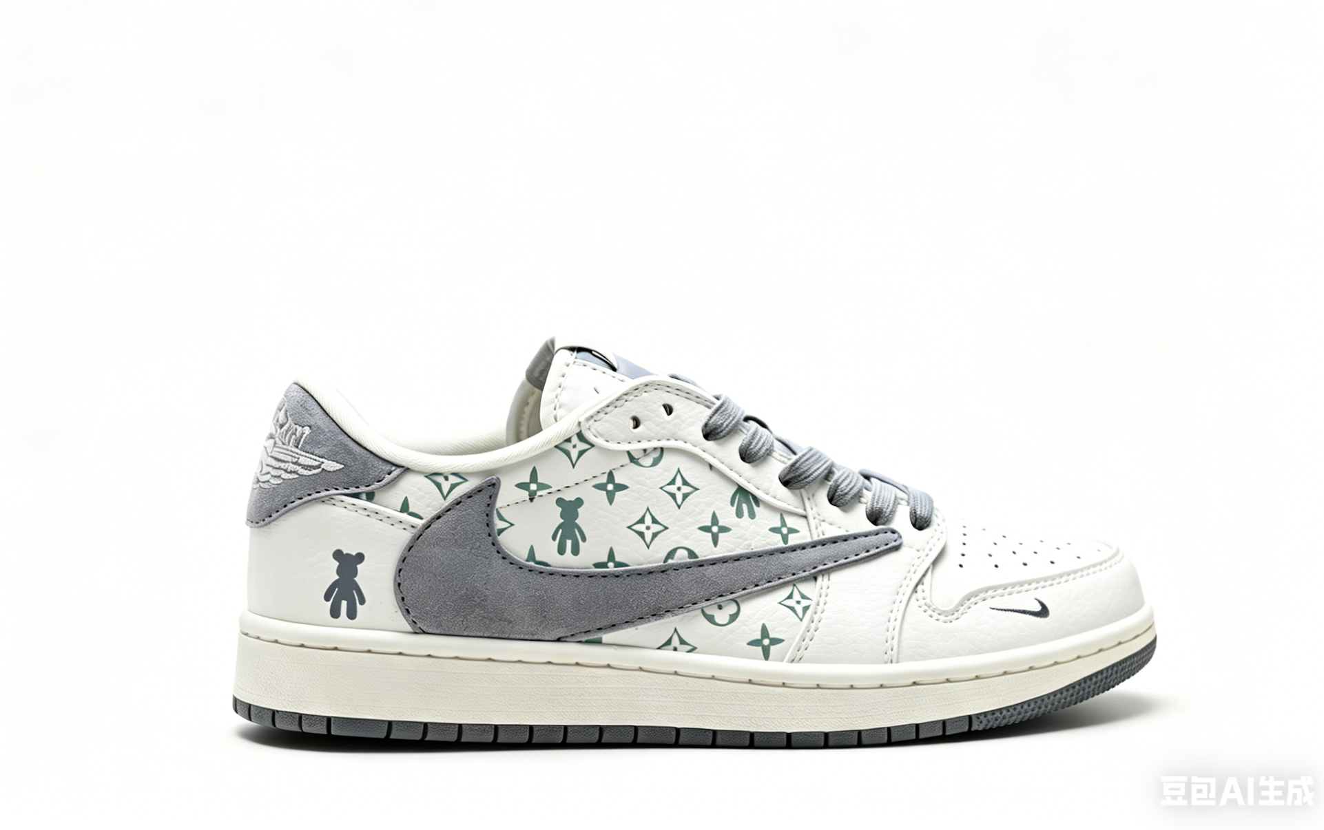 Air Jordan 1 Low LV Monogram x Bearbrick Style Sneakers