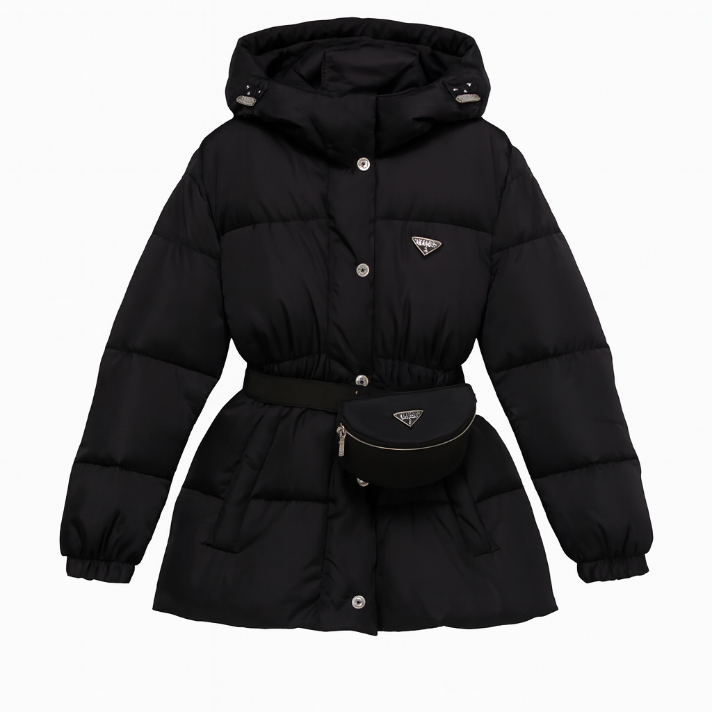 Prada Women's Luxury Rain Jacket - Black with Elastic Waist