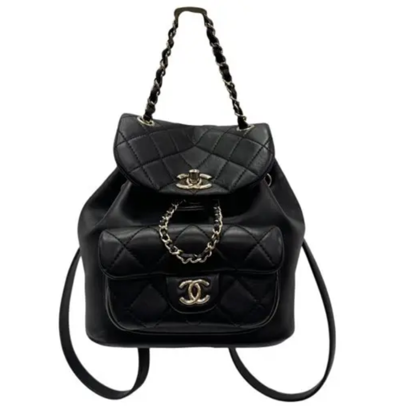 Chanel Duma Mini Backpack in Black Lambskin and LGHW