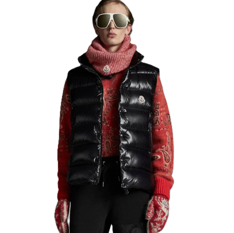 Moncler's new men's and women's stand-up collar down vests