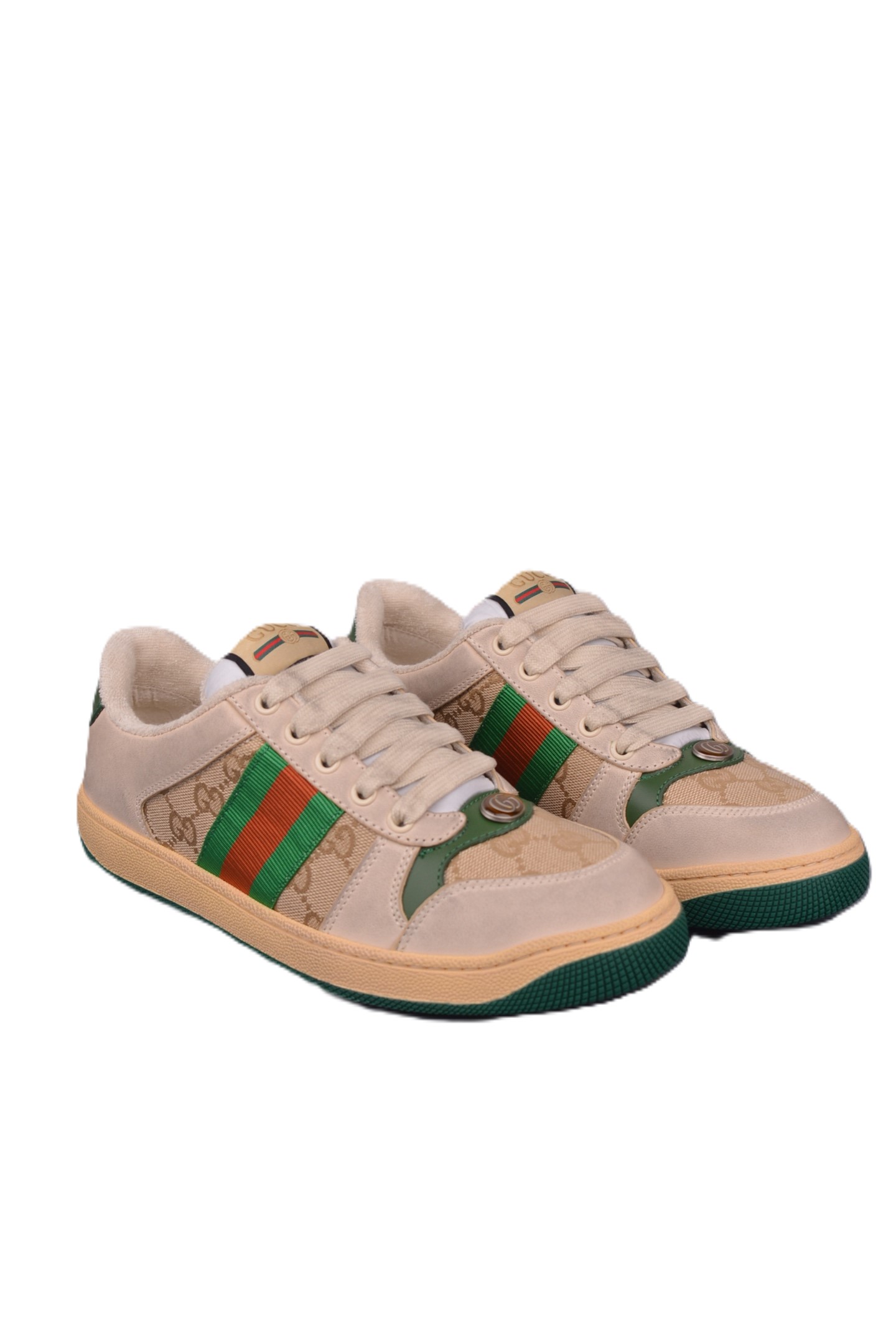 Gucci Screener Sports and leisure fashion luxury series GG enamel buckle Smeared and distressed small shoes Pure original