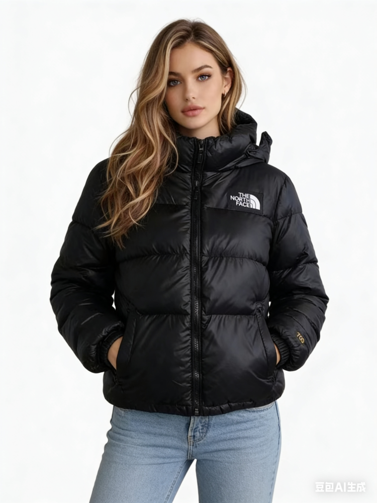 The North FACE 25ss latest black gold down jacket, hooded couple style
